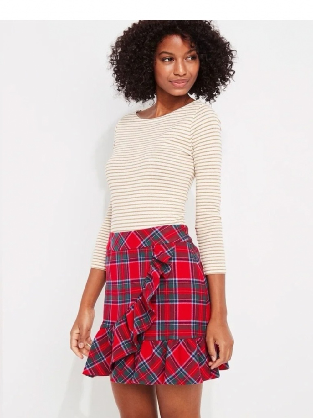 NWT $128 Vineyard Vines Nantucket Lurex Tartan Skirt XS S